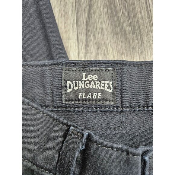 (3/$35) Lee Dungarees Juniors Size 7 Flare Pockets Black Denim Jeans - Picture 5 of 11